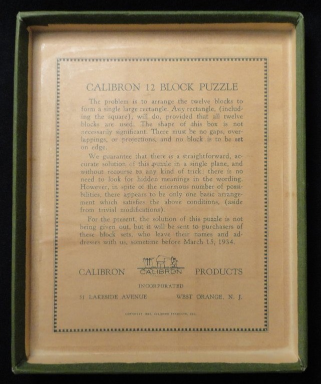 Calibron Twelve Block Puzzle