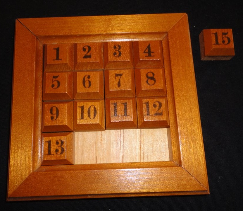 Wooden 15 Number Slide Puzzle Toy Classic Sliding Brain Teaser Game Toy Jigsaw F 